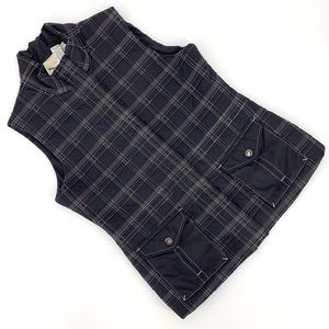 Geoffrey Beene Sport Black Plaid Lightweight Puffer Vest, Medium